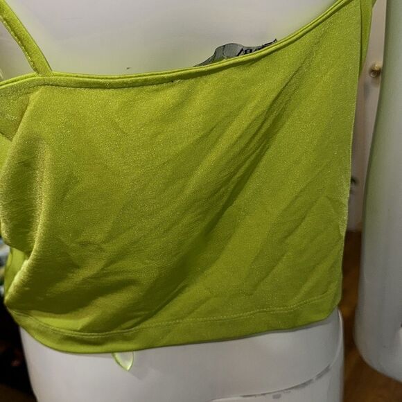 Zara green spaghetti strap front tie top - Picture 5 of 6